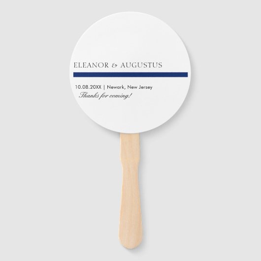 Minimal Monogram Simple Elegant Navy Blue Wedding Fächer (Rückseite)