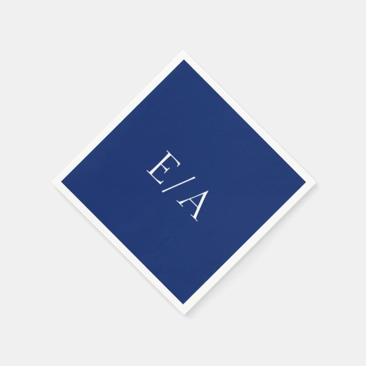 Minimal Monogram Simple Elegant Navy Blue Wedding Serviette (Ecke)