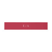 Minimal Monogram Simple Elegant Red Wedding Einladungsbanderole (Flach)