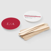 Minimal Monogram Simple Elegant Red Wedding Fächer (Non-assembled)