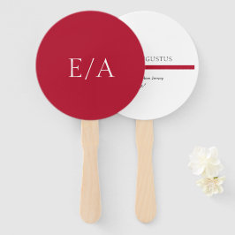 Minimal Monogram Simple Elegant Red Wedding Fächer