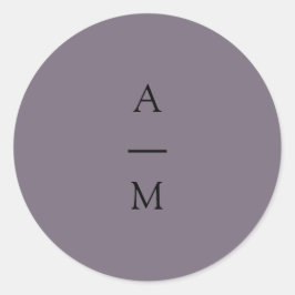 Minimal Monogram Trendy Chic Dusty Lila Wedding Runder Aufkleber