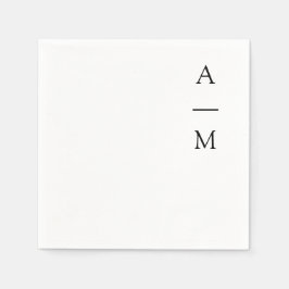 Minimal Monogram Trendy Chic Wedding Schwarz-weiß Serviette