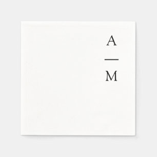 Minimal Monogram Trendy Chic Wedding Schwarz-weiß Serviette