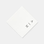 Minimal Monogram Trendy Chic Wedding Schwarz-weiß Serviette (Ecke)