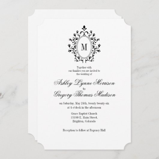 Minimal Monogram Wedding Invitation Einladung (Vorne/Hinten)