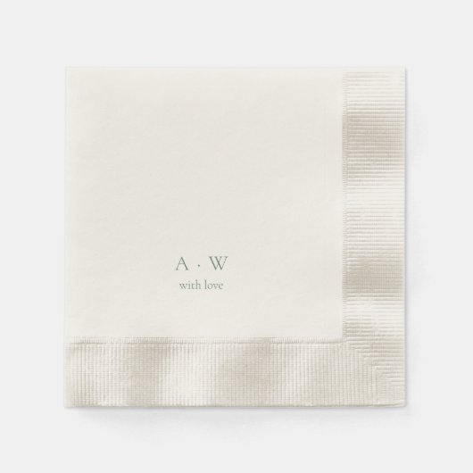 Minimal Monogram Wedding Napkins – with Love Serviette (Vorderseite)