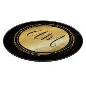 Minimal-Monogramm aus Schwarz und Gold Schneidebrett (Ecke)