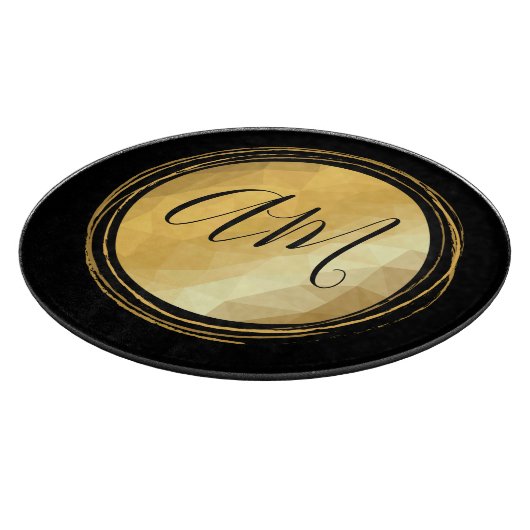 Minimal-Monogramm aus Schwarz und Gold Schneidebrett (Ecke)
