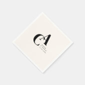Minimal, Monogramm, Beige, Hochzeit Serviette (Ecke)