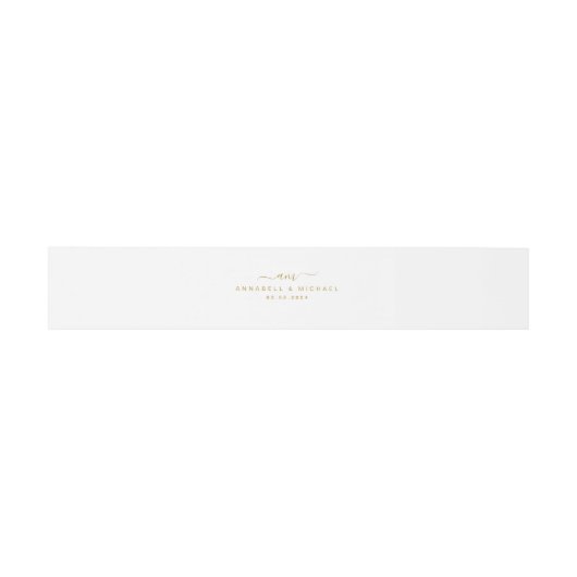 Minimal, Monogramm, Handschrift, Schriftart, Hochz Einladungsbanderole (Flach)