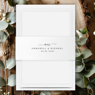 Minimal, Monogramm, Handschrift, Schriftart, Hochz Einladungsbanderole