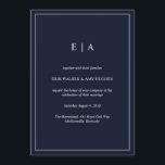Minimal monogramm marineblaue Hochzeitseinladung Einladung<br><div class="desc">Minimal monogramm marineblaue Hochzeitseinladung</div>