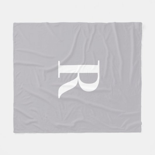 Minimal Monogramm Modernes Grau Fleecedecke (Vorderseite (Horizontal))