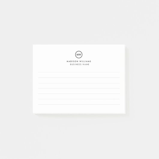 Minimal-Monogramm Post-it Klebezettel (Vorderseite)