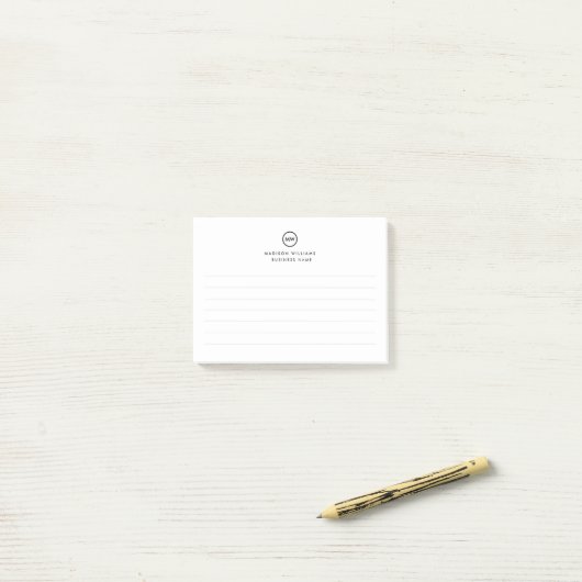 Minimal-Monogramm Post-it Klebezettel (Auf Schreibtisch)