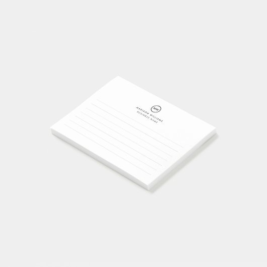 Minimal-Monogramm Post-it Klebezettel (angewinkelt)