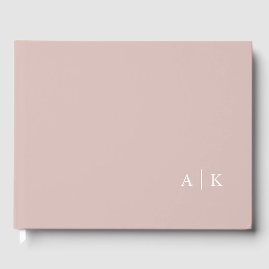 Minimal monogramm rosa Hochzeitstorch Gästebuch (Vorderseite)