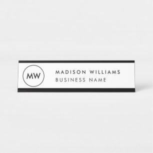 Minimal-Monogramm Schreibtischnamensplakette