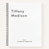 Minimal Monogramm Schwarz und Weiß Benutzerdefinie Notizblock (Vorderseite)