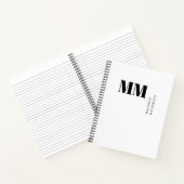 Minimal Monogramm Schwarz-Weiß Benutzerdefinierter Notizblock (Innenseite)