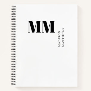 Minimal Monogramm Schwarz-Weiß Benutzerdefinierter Notizblock