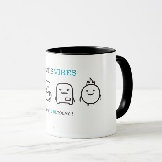 Minimal “Moods Vibes” Cute Line Art T-Shirt | Kali Tasse (VorderseiteRechts)