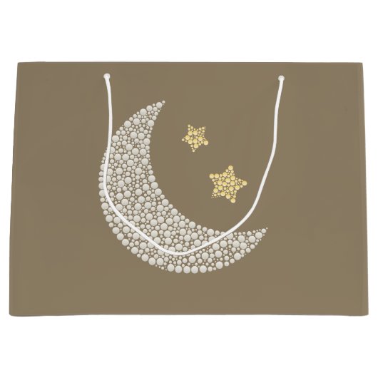 Minimal Moon & Gold Stars Celestial Large Gift bag Große Geschenktüte (Vorderseite)