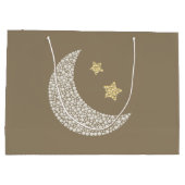 Minimal Moon & Gold Stars Celestial Large Gift bag Große Geschenktüte (Rückseite)