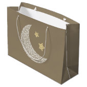 Minimal Moon & Gold Stars Celestial Large Gift bag Große Geschenktüte (Rückseite Schrägansicht)