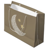 Minimal Moon & Gold Stars Celestial Large Gift bag Große Geschenktüte (Vorderseite Schrägansicht)