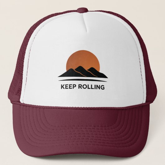 Minimal Mountain Design Sunset Trucker Hut Truckerkappe (Vorderseite)