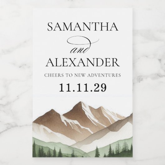 Minimal Mountain Weinetikett (Einzelnes Label)