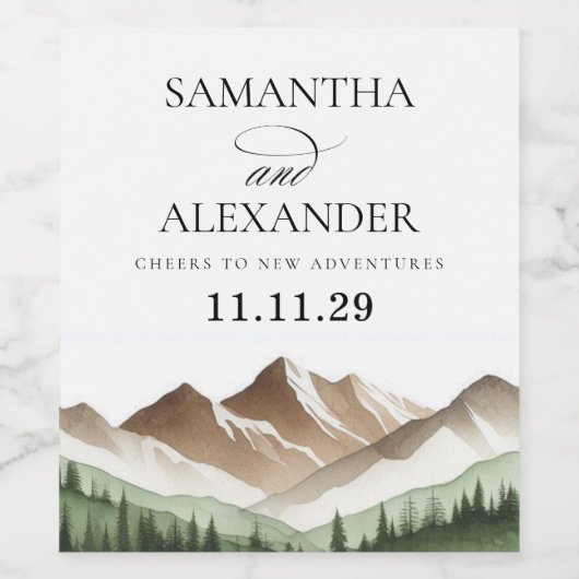 Minimal Mountain Weinetikett (Einzelnes Label)