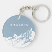 Minimal Mountain Winter Wonderland Icy Blue Schlüsselanhänger (Rückseite)