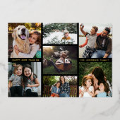 Minimal Multiphoto Gold Folien Feiertagskarte (Vorderseite)