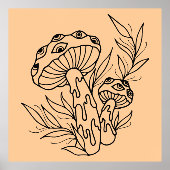 Minimal Mushroom Line Art Foliendrucke (Vorderseite)