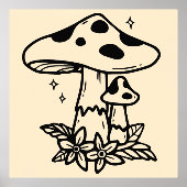 Minimal Mushroom Line Art Foliendrucke (Vorderseite)