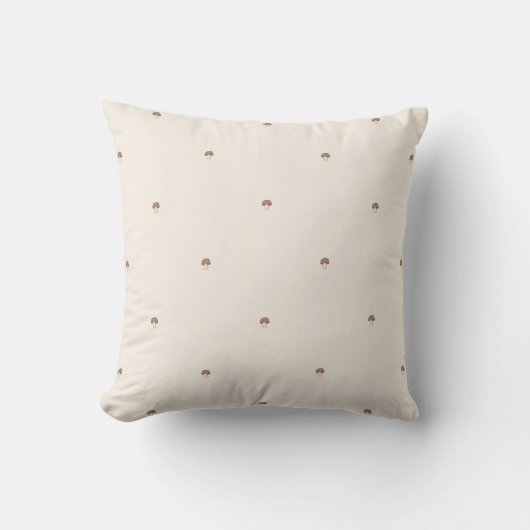 Minimal Mushroom Pattern Pillow – Light Background Kissen (Vorderseite)