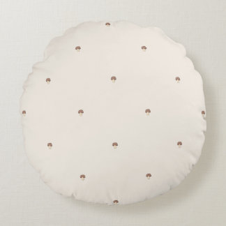 Minimal Mushroom Pattern Pillow – Light / Round Rundes Kissen