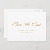 Minimal muslimische Weiß Save the Date Ankündigungspostkarte (Vorne/Hinten)