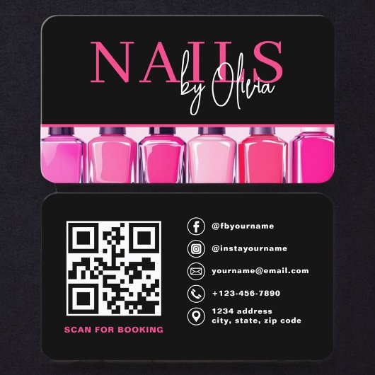 Minimal Nail Artist QR Code Visitenkarte