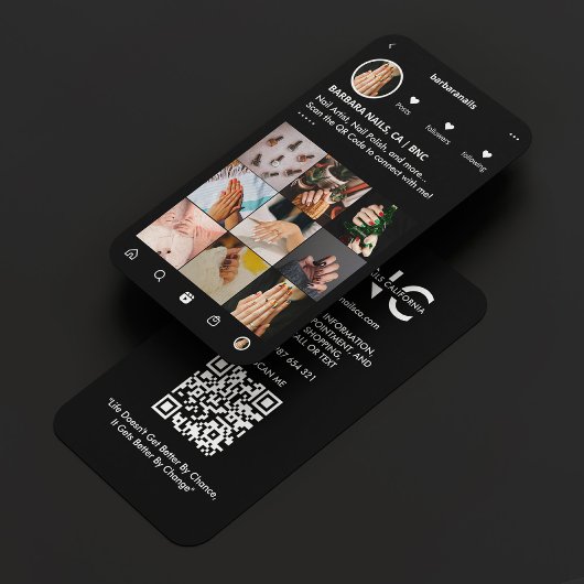 Minimal Nail Tech Manicurist IG Black Monogram Visitenkarte