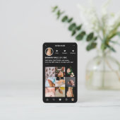 Minimal Nail Tech Manicurist IG Black Monogram Visitenkarte (Stehend Vorderseite)