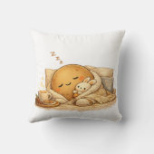 Minimal Napping Potato Soft Brown Line Art Kissen (Rückseite)