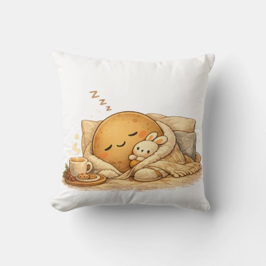 Minimal Napping Potato Soft Brown Line Art Kissen (Vorderseite)