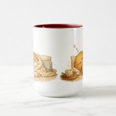 Minimal Napping Potato Soft Brown Line Art Tasse (Zentrum)