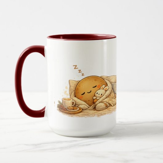 Minimal Napping Potato Soft Brown Line Art Tasse (Links)