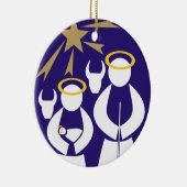 Minimal Nativity Szene Weihnachtsblau Keramikornament (Rechts)