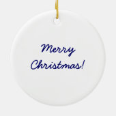 Minimal Nativity Szene Weihnachtsblau Keramikornament (Hinten)